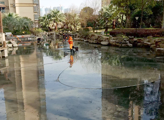 龙江镇景观池淤泥清理